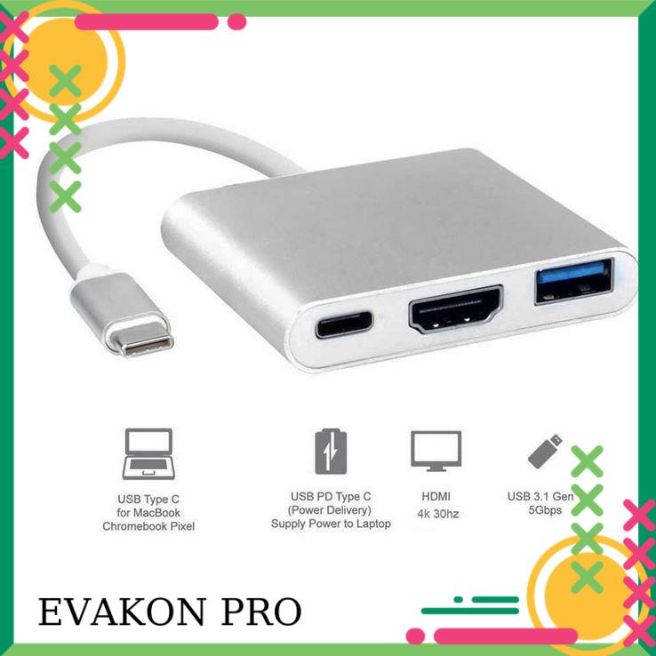 Cáp chuyển đổi từ Type c sang HDMI kết nối tivi máy chiếu + USB 3.0 kết nối phím chuột... Cáp Typec to HDMI