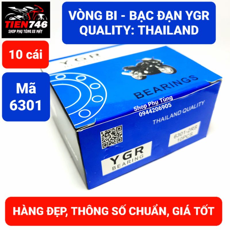 Vòng bi, Bạc đạn 6301 YGR, Giá bán sỉ 10 cái, Sản phẩm được sản xuất theo tiêu chuẩn Thailand.