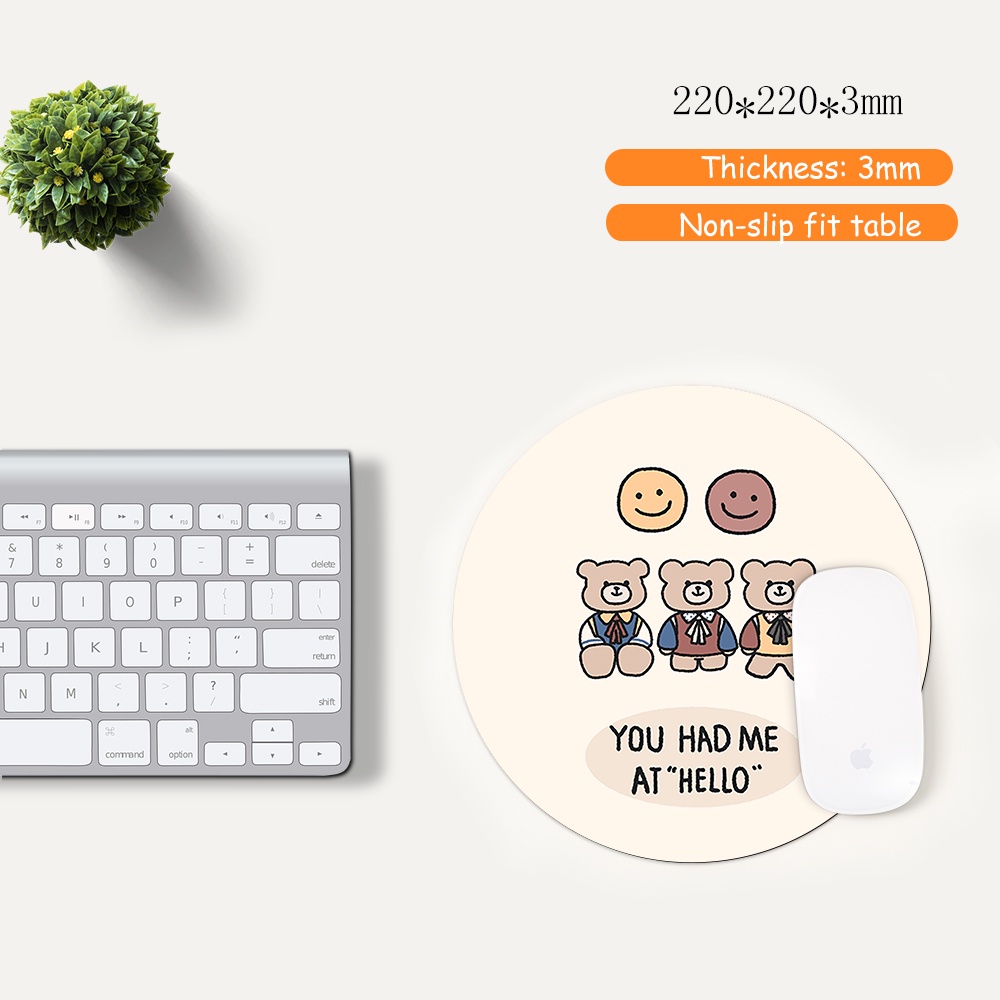 Tấm lót chuột 22 * ​​22cm Tấm lót bàn tròn hoạt hình dễ thương, tấm lót chuột máy tính chất liệu cao su, giá rẻ, dễ thương