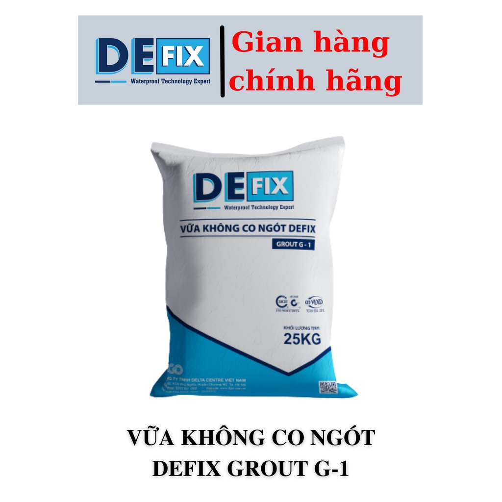 Vữa không co ngót, chống thấm cổ ống DEFIX GROUT G-1 loại 5kg