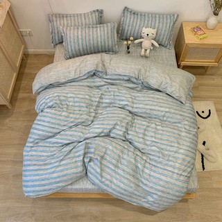 Bộ chăn ga gối kẻ cotton poly