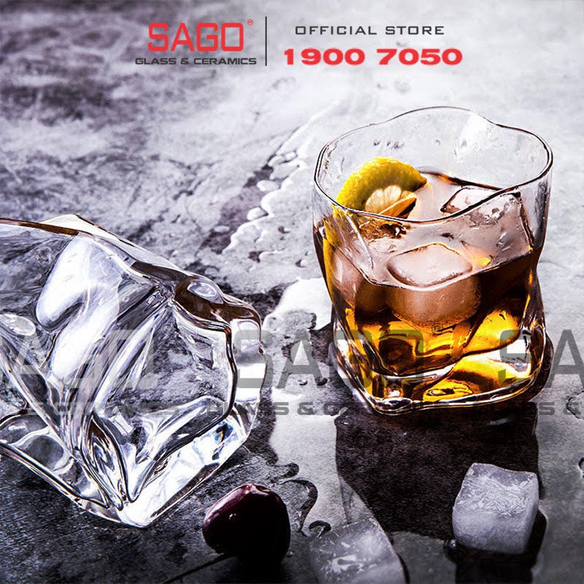 Ly Thủy Tinh Apple Green Wave Shiny whisky Glass 280ml | Tùy Chọn Màu