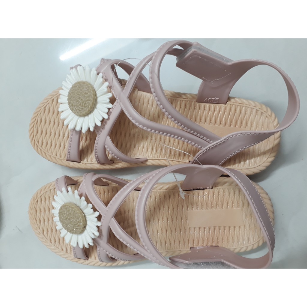 Giày Sandal Nữ Quai Hoa, Đế Giả Cói Đi Học, Đi Mưa (Nâu/ Hồng/ Xanh) - GL001