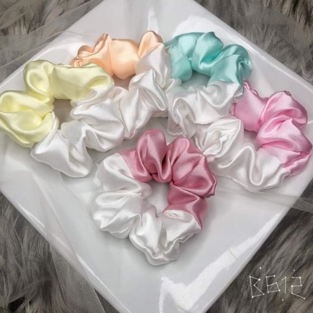Dây cột tóc Scrunchies phối satin 2 màu ❤️