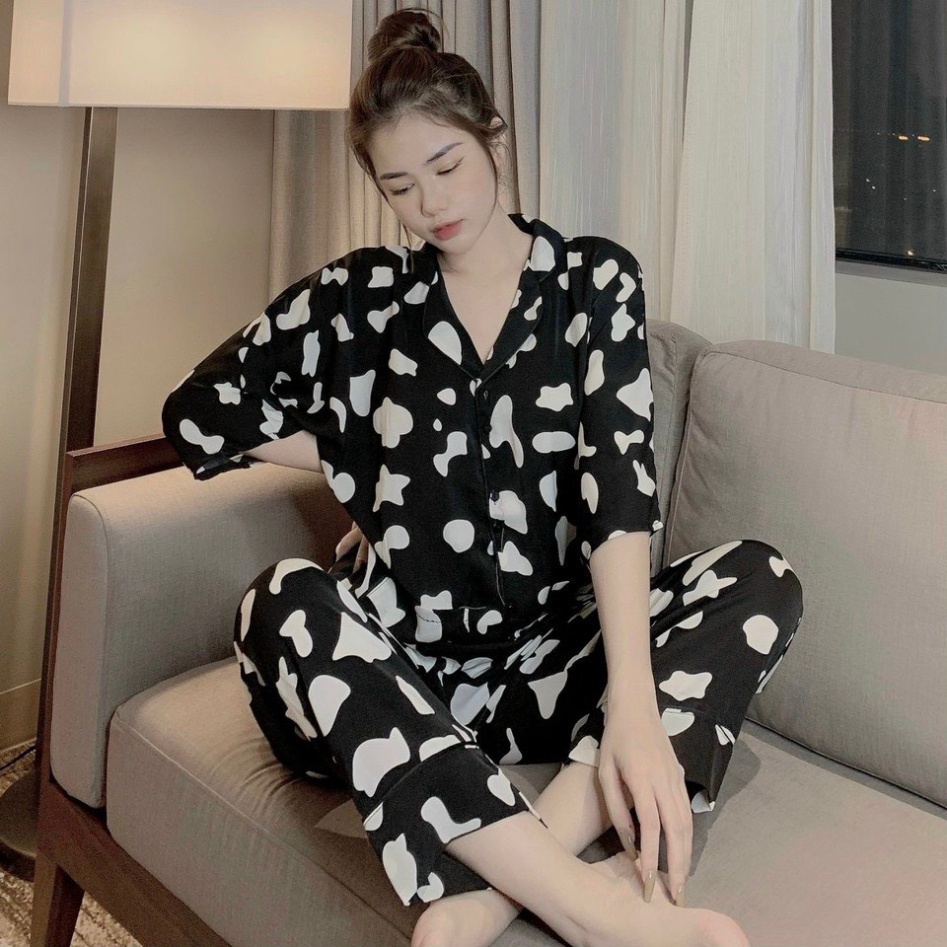 Pijama Lụa Mặc Nhà Nữ - Đồ Bộ Bò Sữa Dễ Thương Sang Trọng Chất Liệu Cao Cấp Pijama Quảng Châu | WebRaoVat - webraovat.net.vn