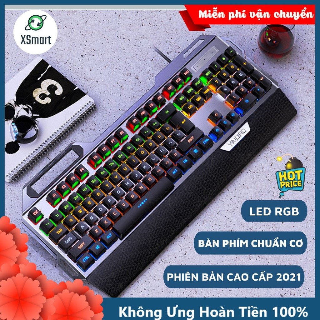 Bàn phím CƠ Gaming TK100 LED nhiều chế độ, có kê tay, blue switch gõ cực đã chơi game cho máy tính, laptop, pc