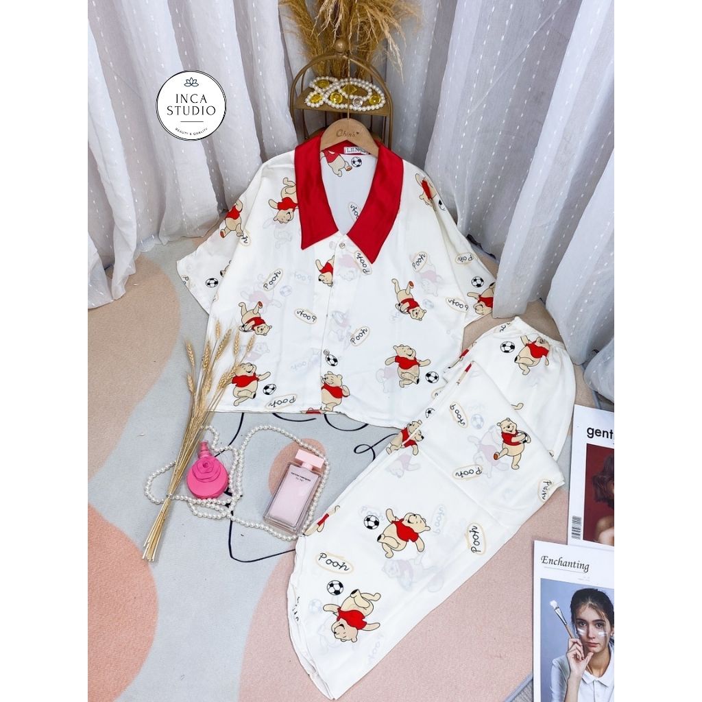 (Xả kho Loai 1- Có size) Đồ ngủ Pyjama lụa Mango cao cấp INCA 17- Chất Lụa thoáng mát, họa tiết siêu xinh