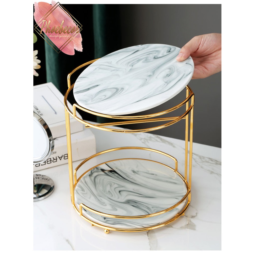 Giá đựng mỹ phẩm 2 tầng mặt đá phong cách Châu Âu - PB20 | BigBuy360 - bigbuy360.vn