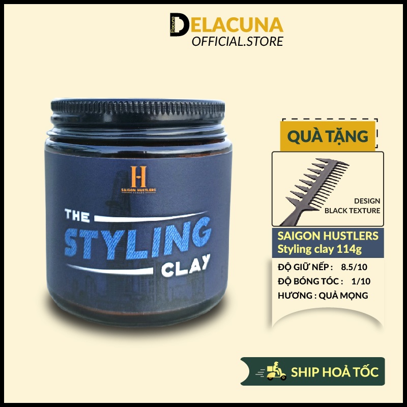 Sáp vuốt tóc nam Styling Clay wax Saigon Hustlers chính hãng cao cấp Delacuna SC01