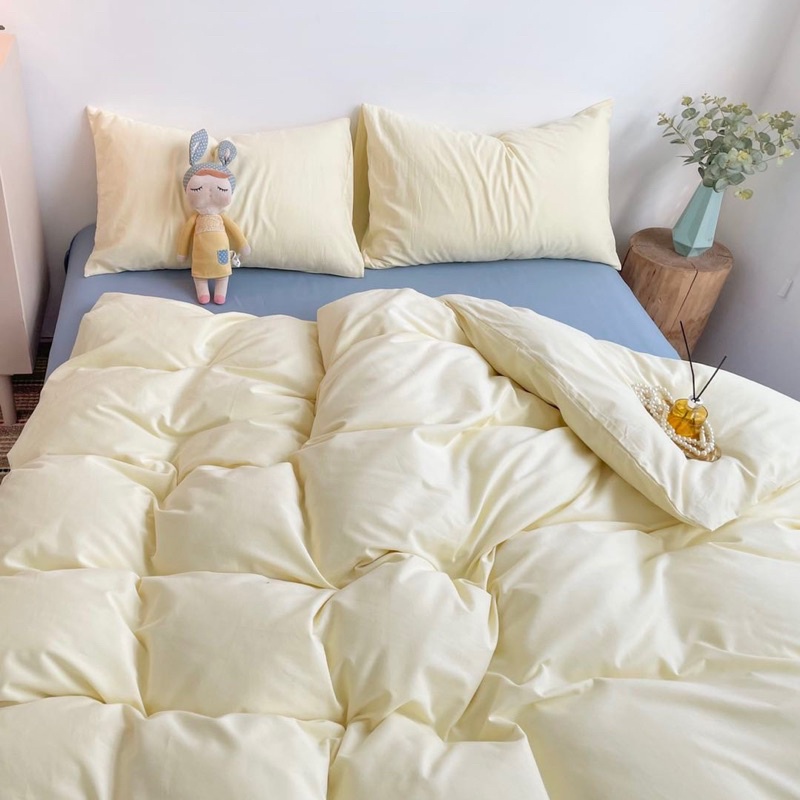 Set cotton tici ga gối vỏ chăn 4 món phối màu vitage