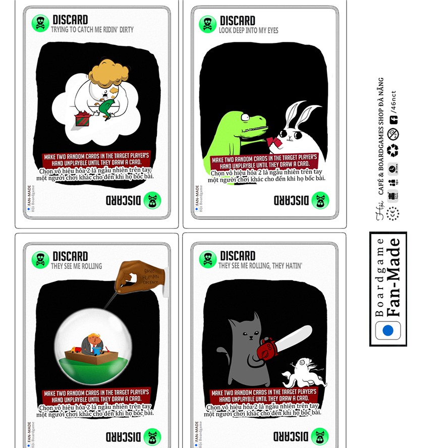 [Tặng thêm 2 lá] Bài Mèo Nổ mở rộng (Mèo Cảm Tử Exploding Kittens expansion) Xerox phiên bản Fan-Made