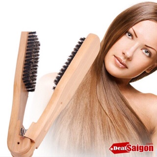 Lược kẹp gỗ duỗi tóc tiện lợi _SSLKG