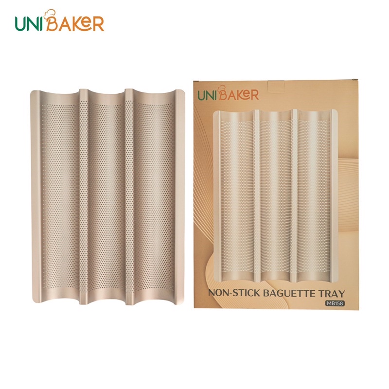 Khay bánh mỳ 3 sóng Unibaker 38 cm x 28 cm x 3. 6 cm