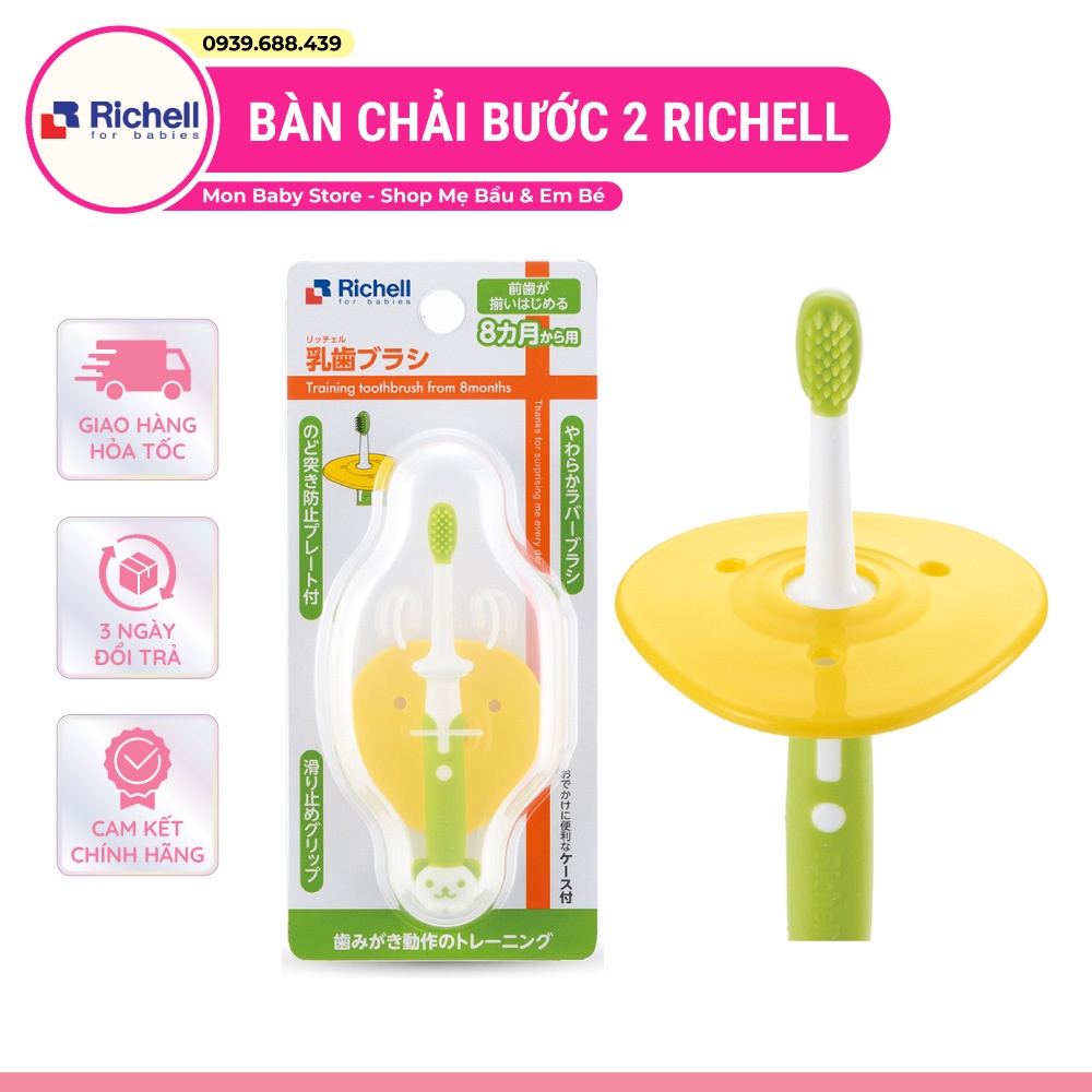 [Chính Hãng] Bàn chải bước 2 (8m+) Richell Nhật Bản - Bàn chải tập đánh răng cho bé Richell