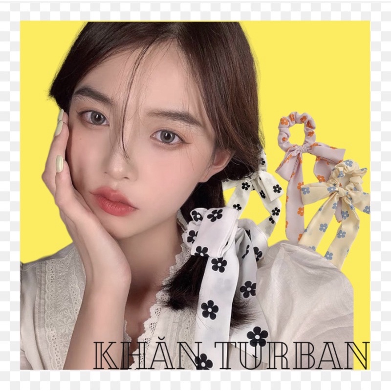 Cột tóc nơ xinh in hinhg hoa 5 cánh cute