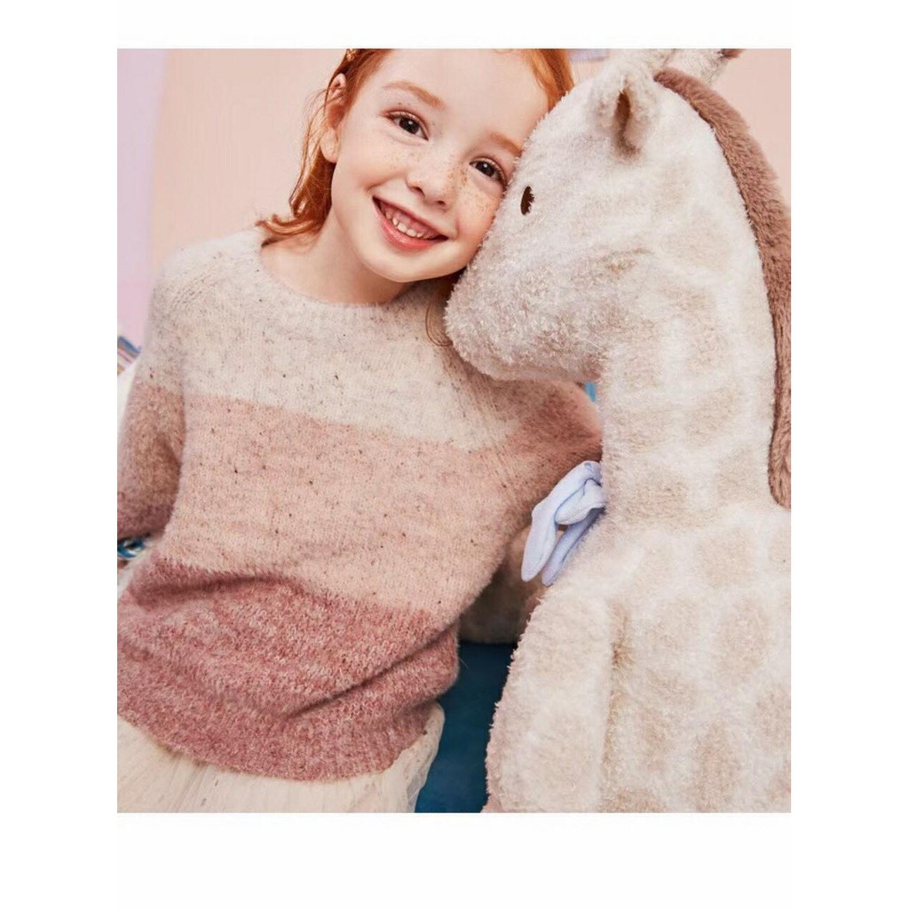 Áo len bé gái phối 3 màu