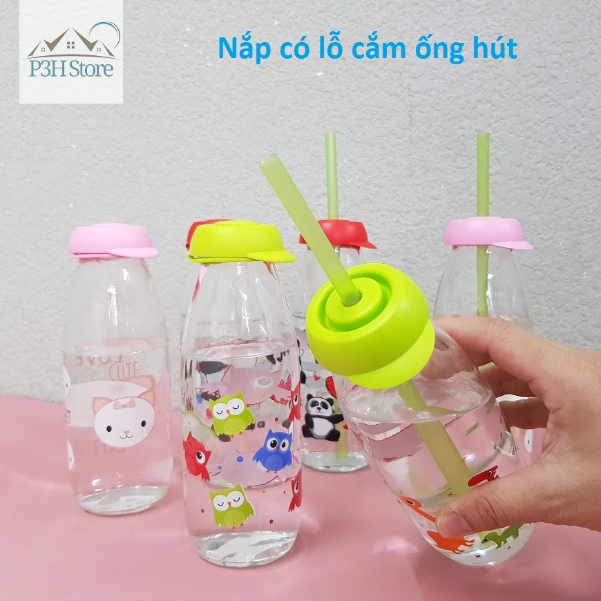 Chai thủy tinh Herevin 500ml Bình thủy tinh đựng nước đựng sữa , nước trái cây