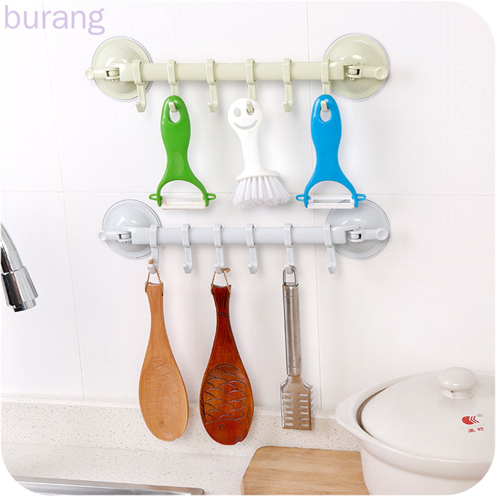 Giá Treo Khăn 6 Móc Có Giác Hút Gắn Tường Tiện Lợi