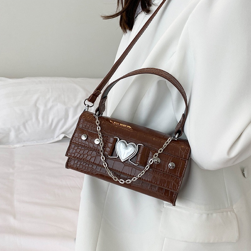 Túi đeo chéo IELGY hình trái tim màu hồng phối dây xích đơn giản xinh xắn cho nữ