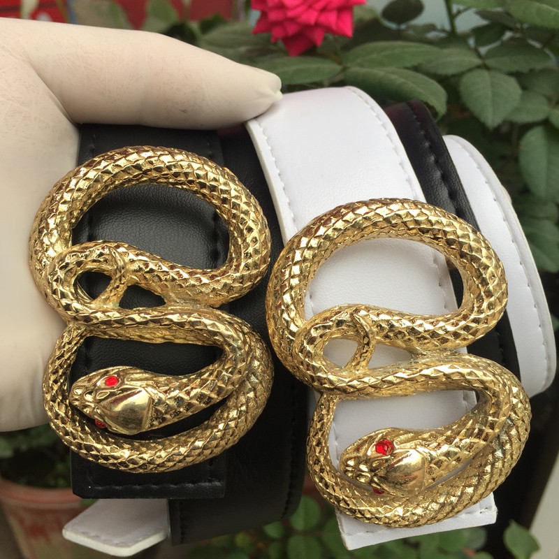 Dây nịt da,Thắt Lưng Nam mặt hình Rắn cuộn chữ S ( FY-D064 họa tiết rắn ) - Dây đen cực hót