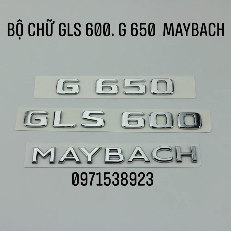 logo chữ nổi MAYBACH S600 GLS 600 V12 dán thân xe mạ crom cao cấp như xịn.