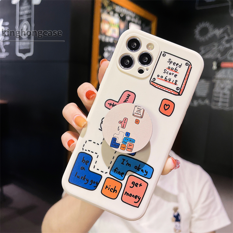 Straight Cube Case Tetris Game TPU Phone Case for Samsung A72 A32 A52 A12 A02S A50 A10S J7 Prime A51 J2 Prime A10 A125 A30 A50S A30S A20 M40S M10 M10S A205 M02S A025 F02S A305 Grand Prime Plus With holder