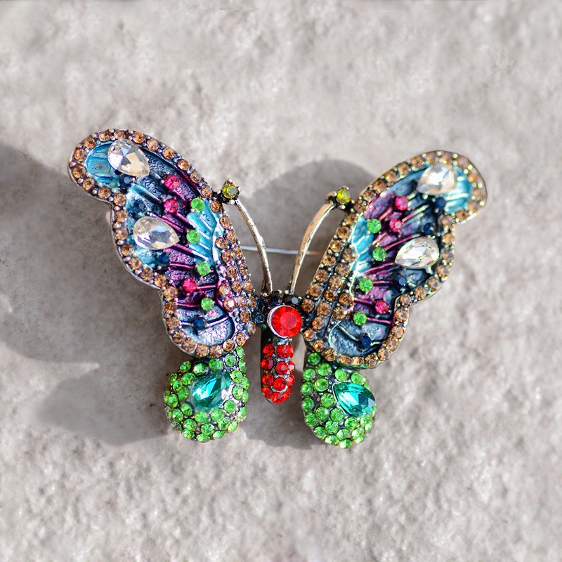 Trâm Cài Áo Hình Bướm Đính Đá Ba Chiều Dễ Phối Đồ Cho Nữ