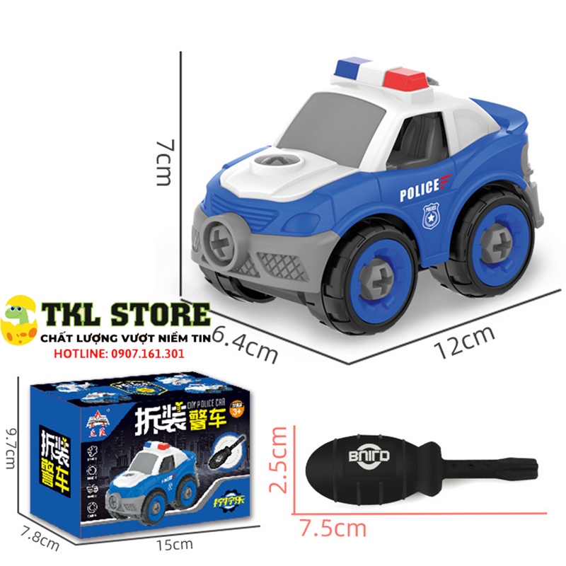 Đồ chơi lắp ráp, bộ 4 xe cảnh sát tháo lắp, hàng cao cấp nhựa ABS an toàn cho bé - TKL STORE