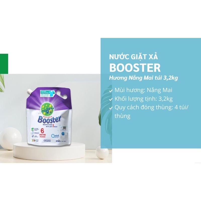 Combo 02 túi nước giặt xả Booster hương nắng mai 3,2kg/túi, hàng xuất Nhật
