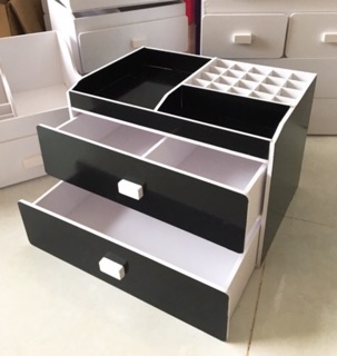 Kệ Đựng Mỹ Phẩm 2 ngăn đen - khay son