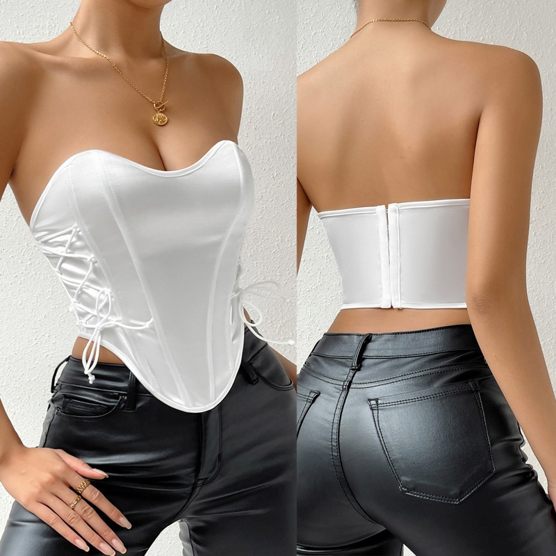 Áo Croptop Trễ Vai Không Dây Có Đệm Nâng Ngực Gợi Cảm Cho Nữ