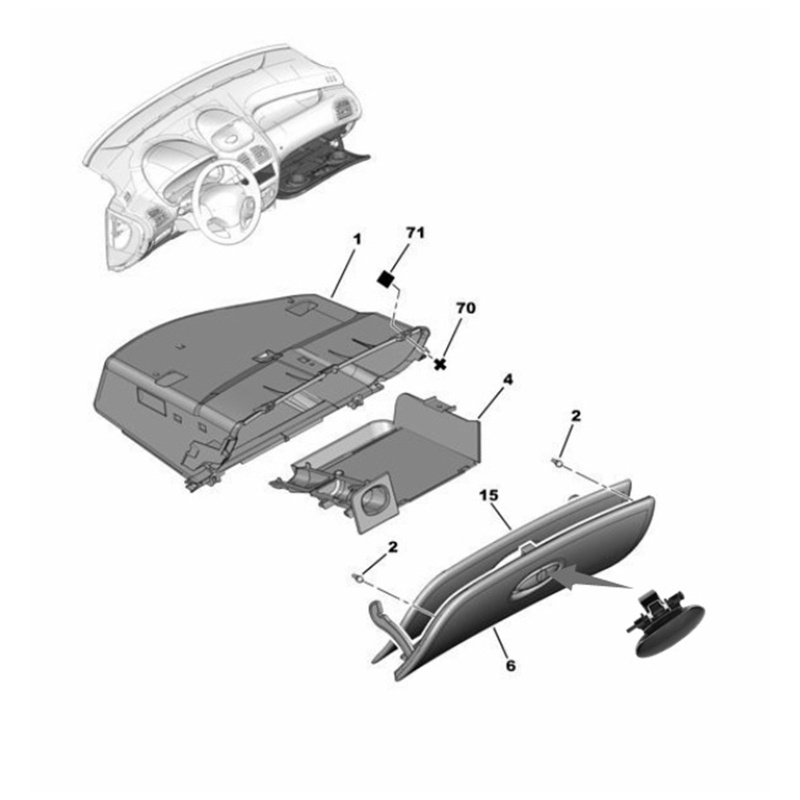 Chốt Khóa Hộp Găng Tay Cho Xe Hơi Citroen C2 8218P3 206CC 207 206