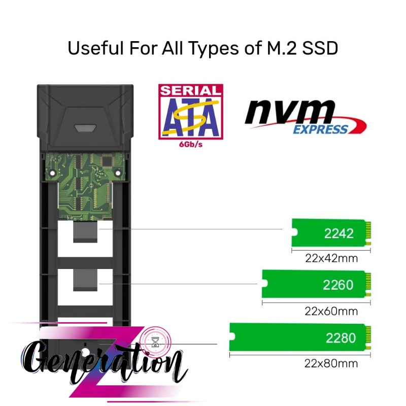 Box SSD Chuẩn PCIe Gen3x2 NVMe M.2/SSD AHCI M.2 SATA6Gbps Unitek S1204B