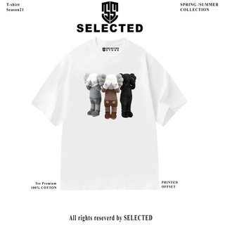 Áo thun tay lỡ nam nữ in hình KAWS , Vải Cotton Form Oversize - SELECTED.STORE