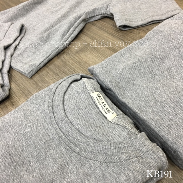 Set Áo Croptop Tay Ngắn + Chân Váy Xoè (Kèm Ảnh Thật) - SD07