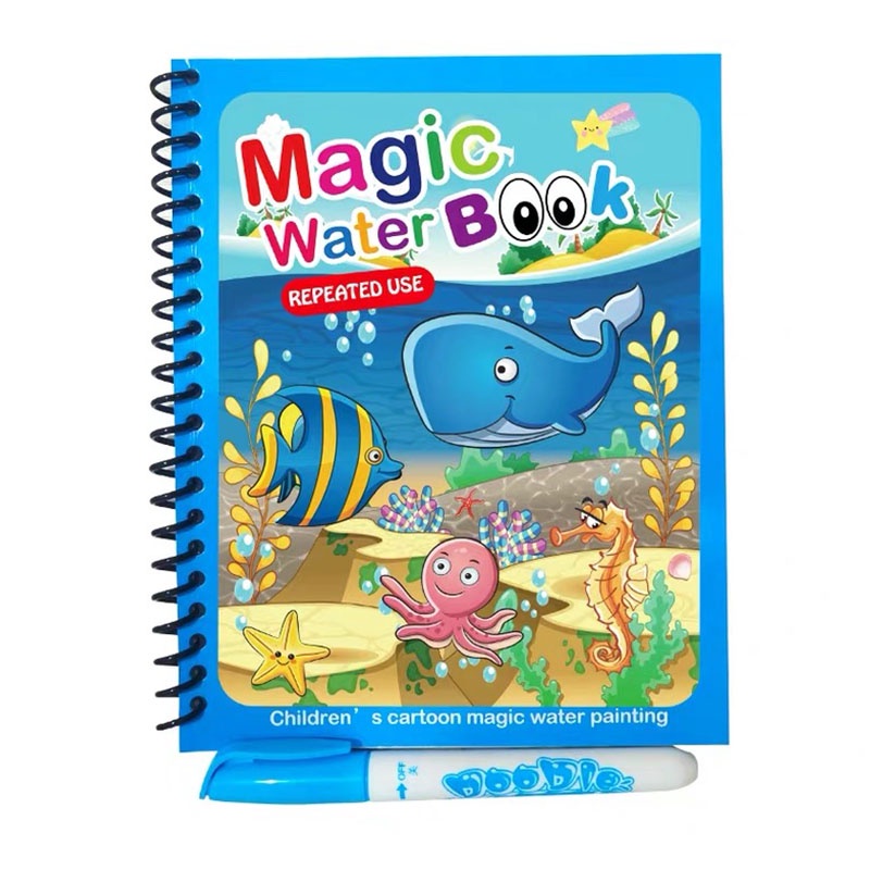 Tranh tô màu ma thuật Magic Water Book ChooChooKids tập tô màu chủ đề dễ thương, bút tự xoá dùng nước không lem bẩn