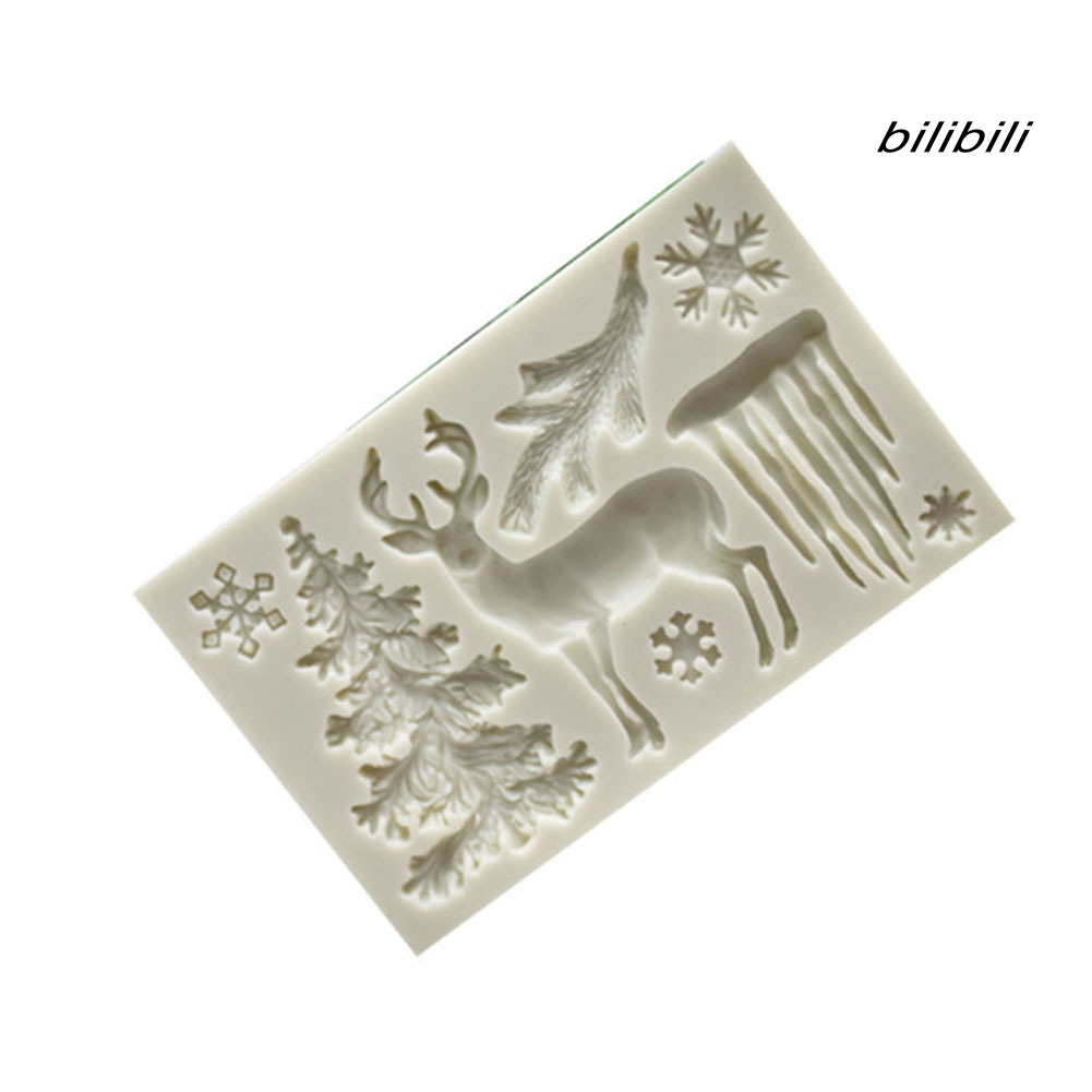 Khuôn làm bánh kẹo bằng silicon hình cây thông/ tuần lộc/ cây thông/ tuần lộc đáng yêu