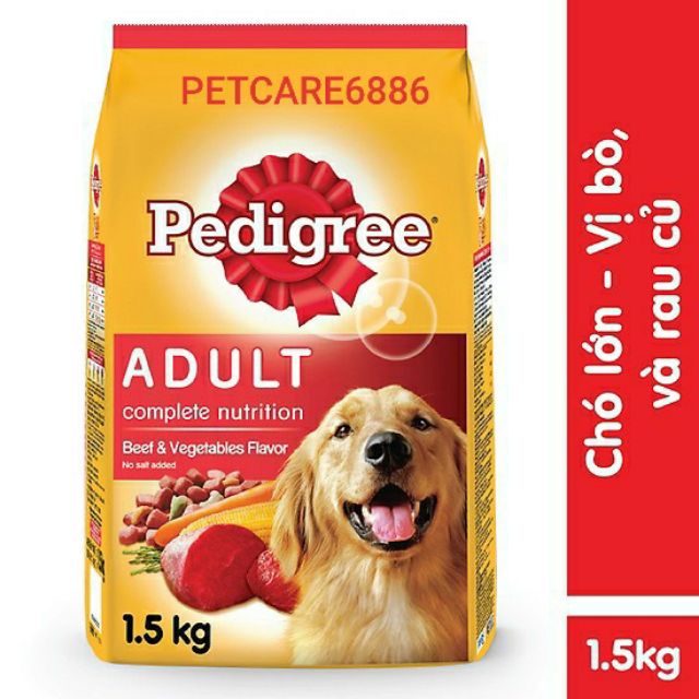 Thức ăn chó Pedigree vị thịt bò & rau củ túi 1.5kg