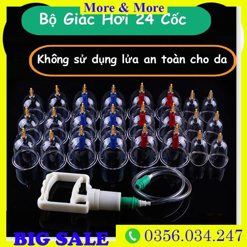 Bộ Giác Hơi Không Dùng Lửa 24 KAW Phụ Kiện An Toàn, Tiện Lợi Giúp Lưu Thông Máu, Loại Bỏ Độc Tố