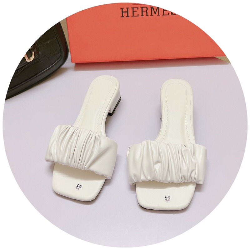 Guốc cao gót quai ngang bèo nhúm gót vuông 4 cm