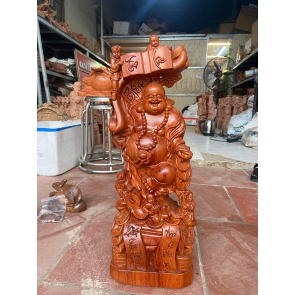 Tượng phật di lặc ngũ phúc cưỡi nghê cao 60cm