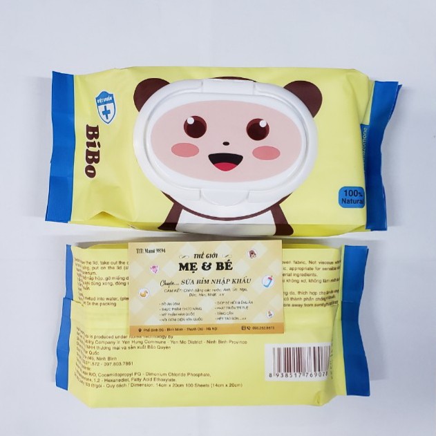 Khăn ướt BiBo Không mùi 100 tờ Khăn ướt BiBo cho bé