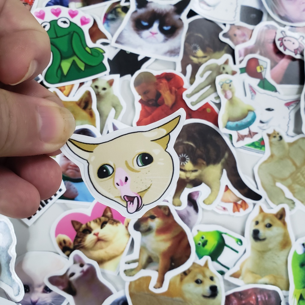 Sticker meme/ Sticker chống nước dán mũ bảo hiểm, dán điện thoại, laptop,...