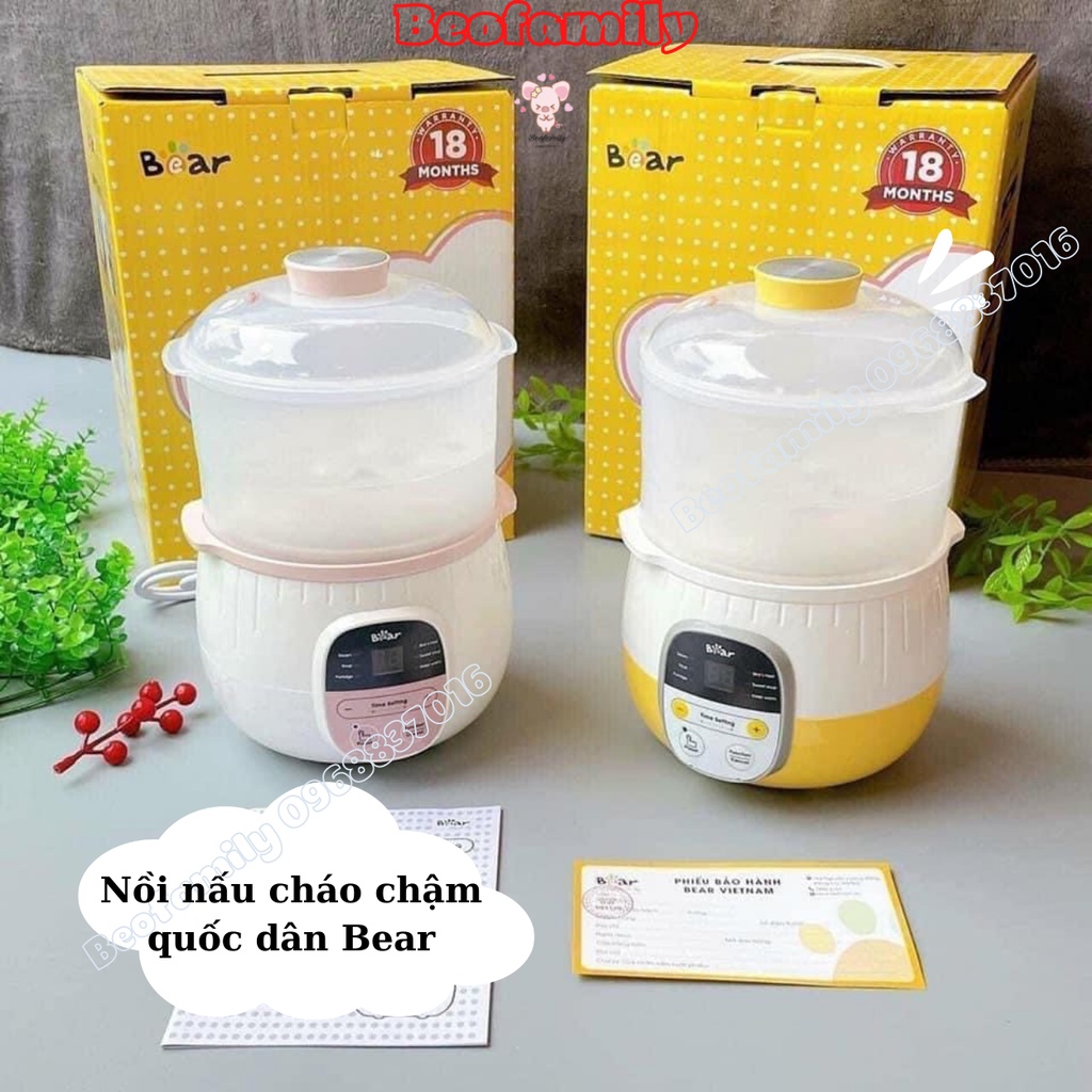 (Bảo hành 12 Tháng Chính Hãng)Nồi Nấu Cháo Chậm Đa Năng Bear, Nồi Hầm Cháo Cho Bé, Dung tích 0,8L-1,6L - Beofamily
