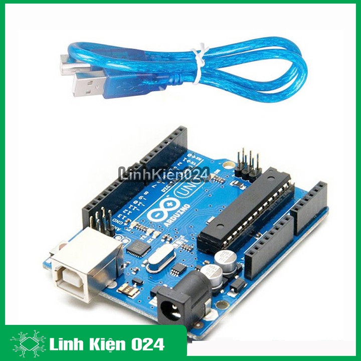 Kit Arduino Uno R3 Chíp CH340G Dán -Tặng Dây Kết Nối (BH 06 Tháng)