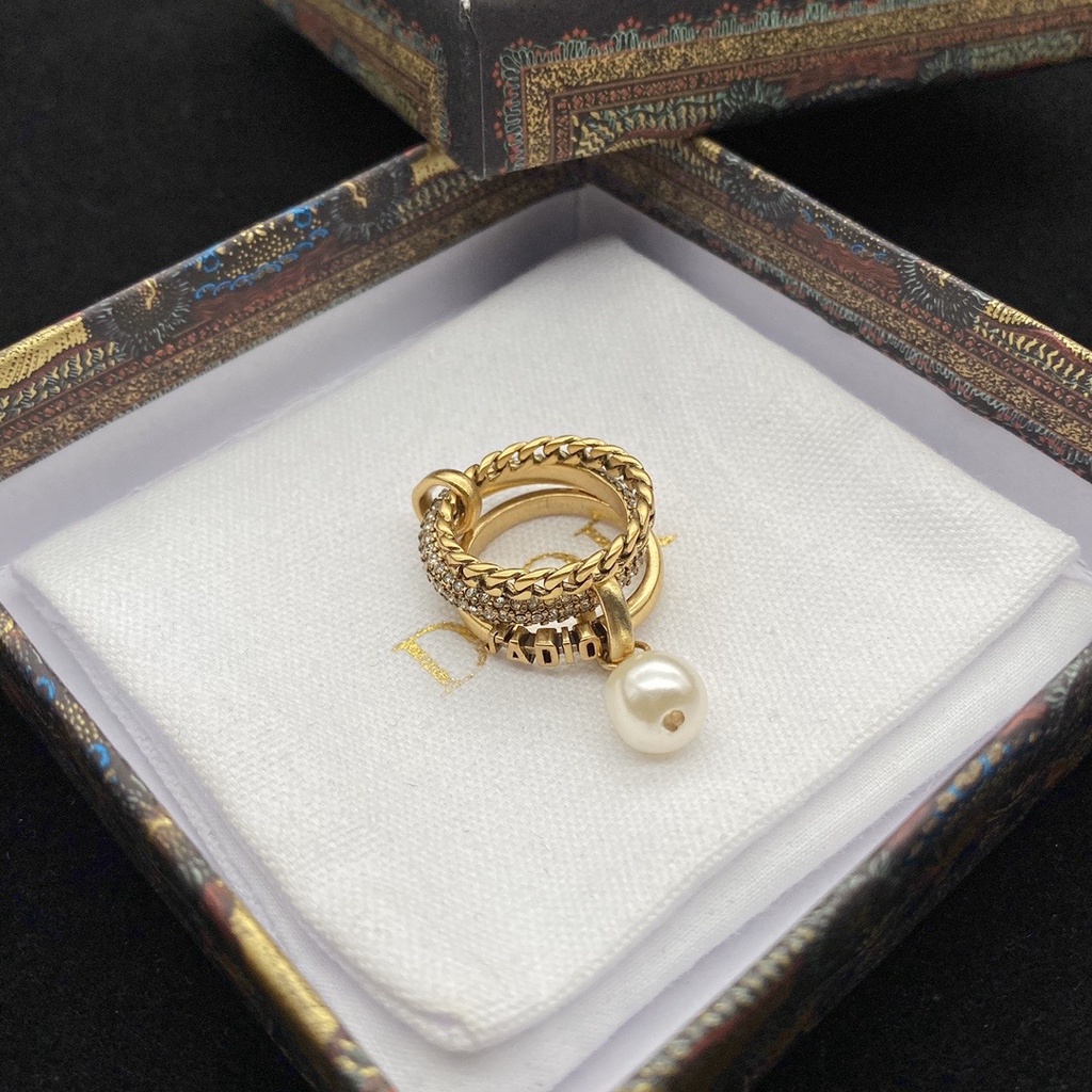 Nhẫn Ba Lớp Họa Tiết Chữ Dior Thời Trang Thanh Lịch Tinh Tế