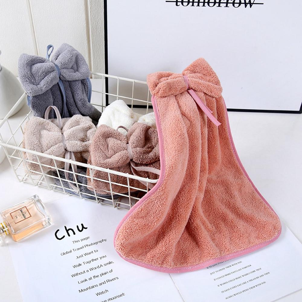 Khăn Lau Tay Mềm Mại Thấm Hút Tốt Nhanh Khô Đính Nơ Xinh Xắn