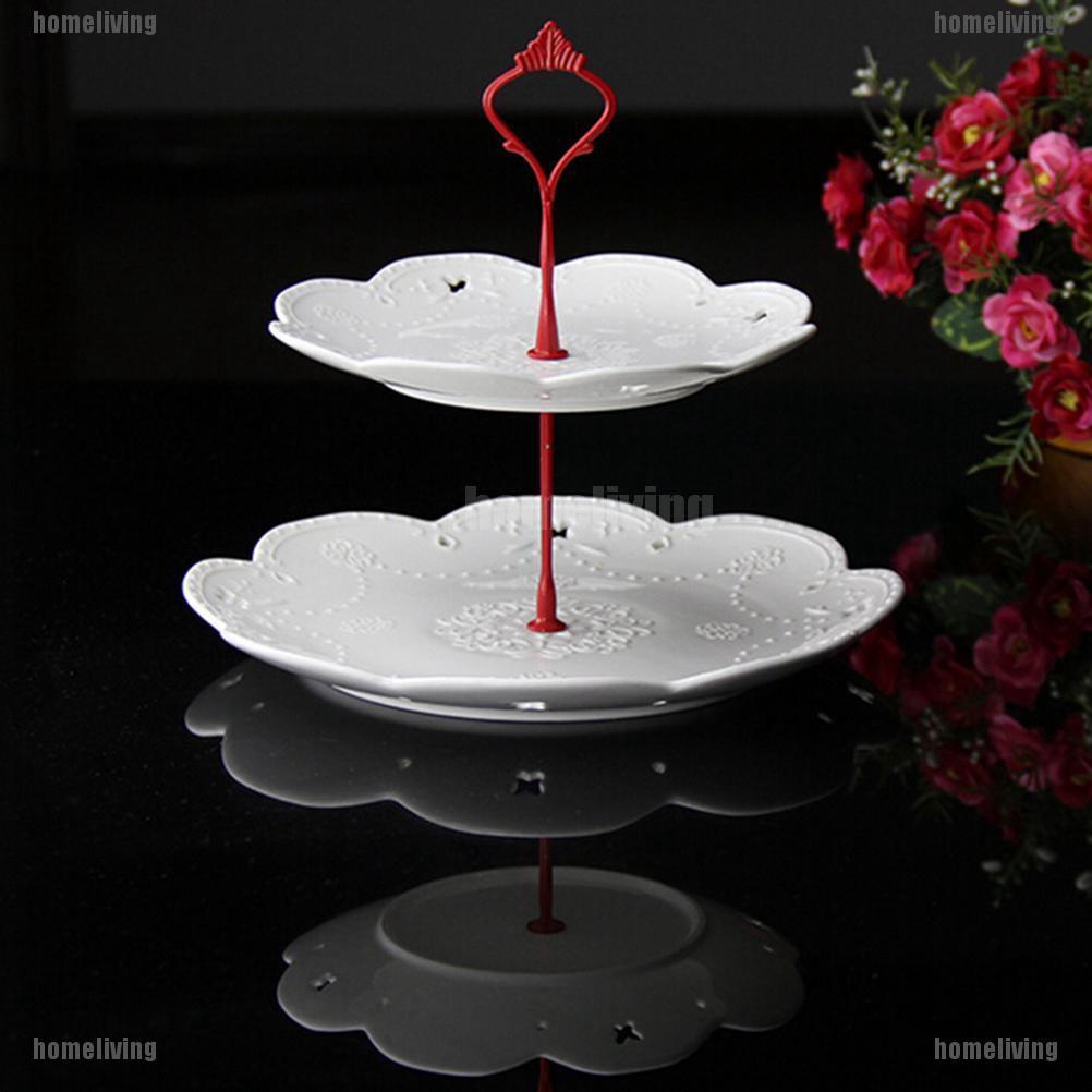 ❤❤1 Bộ 3 Hoặc 2 Tầng Đĩa Đựng Bánh Kem Đứng Có Tay Cầm