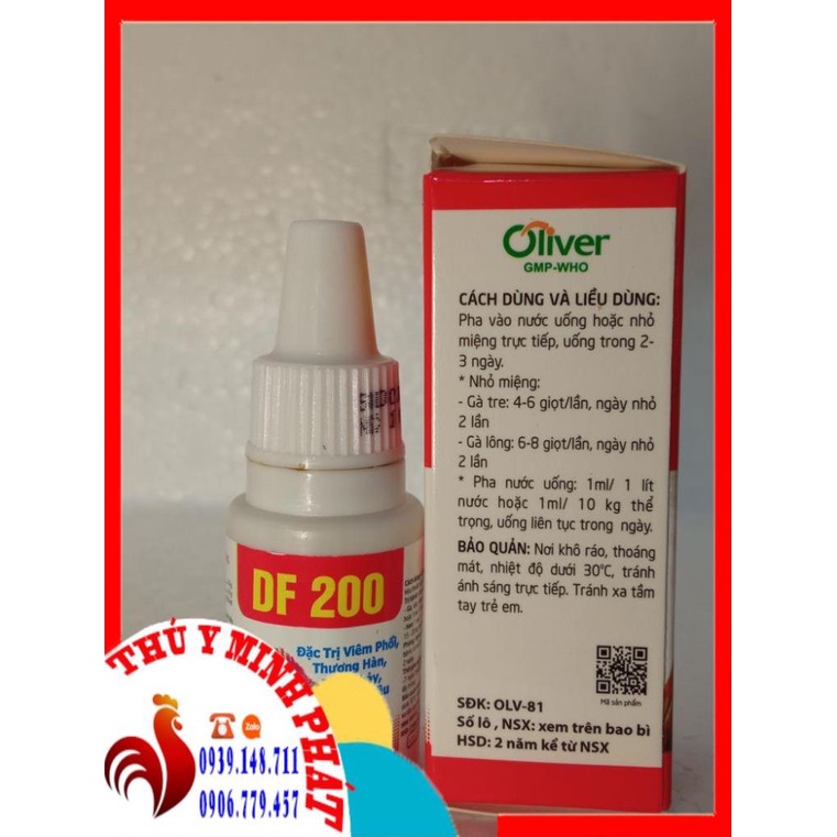 DF 200 lọ 10ml viêm phổi, thương hàn, tiêu chảy, sưng phù đầu