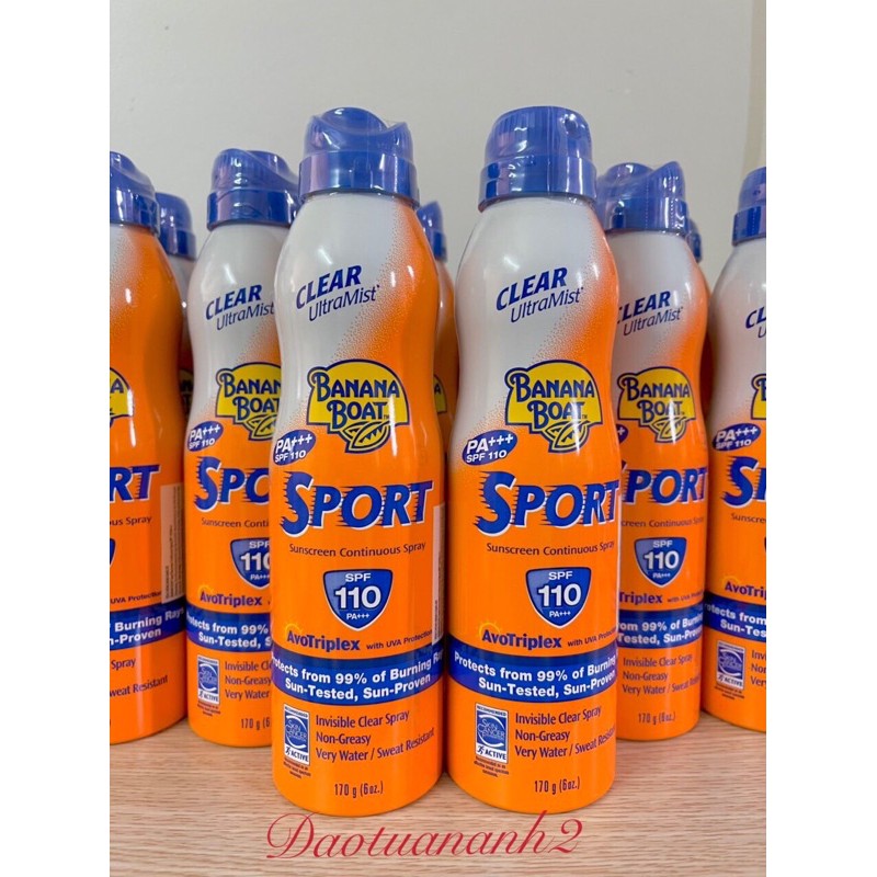 [USA] - Bình xịt chống nắng Banana Boat Sport thể thao SPF110 170g - Hàng chính hãng DKSH Việt Nam